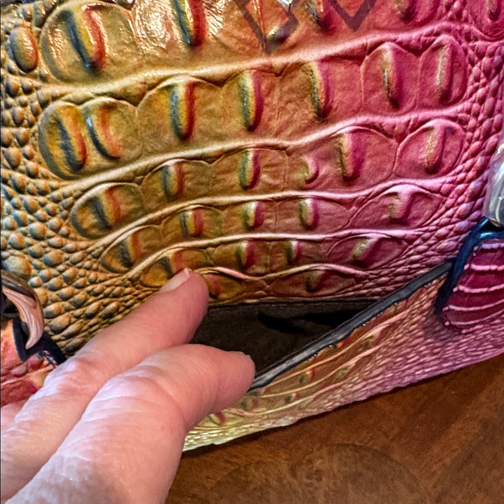 Croc Embossed Multicolor Satchel crossbody/ shoulder bag  Pink Gold Blue /goldto - Picture 9 of 17